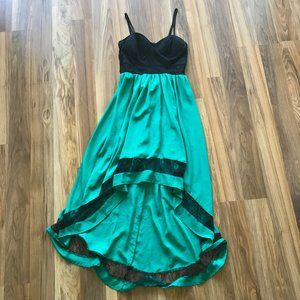 Chord High-Low Skirt Lace Emerald Dress